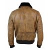 Mens Aviator Flying Pilot Bomber Jacket Vintage Tan Removable Black Fur Collar-Brown