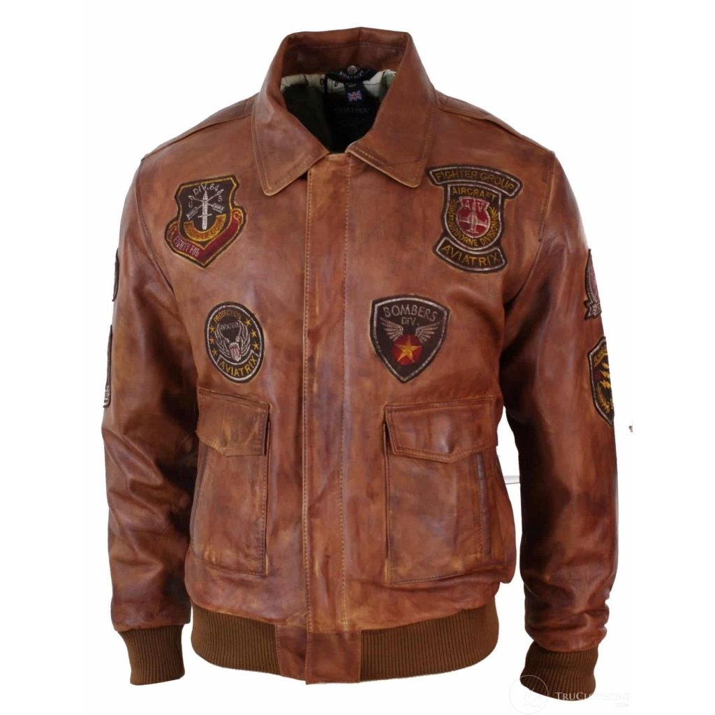 Mens Aviator Flying Pilot Bomber Jacket Vintage Tan Removable Black Fur ...