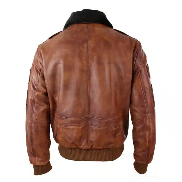 Mens Aviator Flying Pilot Bomber Jacket Vintage Tan Removable Black Fur Collar-Nevada Timber