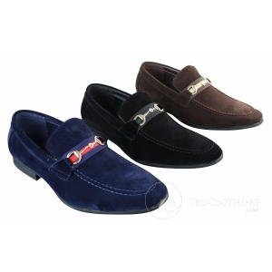 Patron 239 Suede Mens Suede Shoes Buckle Slip On Loafers Smart Casual Navy Blue Brown Black PU