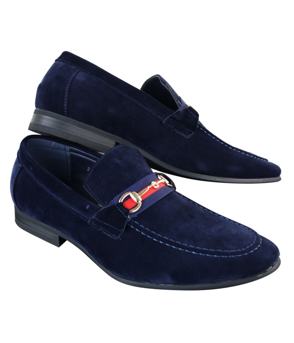 Patron 239 Suede Mens Suede Shoes Buckle Slip On Loafers Smart Casual Navy Blue Brown Black PU