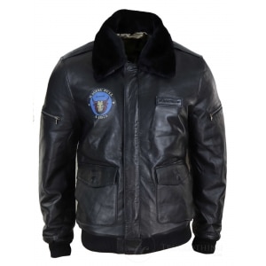 Mens Classic Real Leather Bomber Jacket