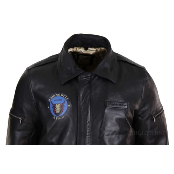Mens Classic Real Leather Bomber Jacket