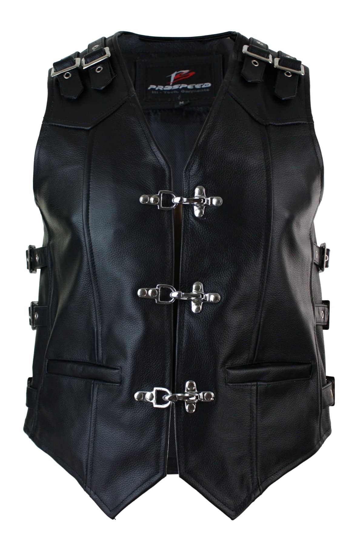 Mens Motorcycle Biker Waistcoat Vest Full Real Leather Black Choose Style & Size 