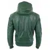 Men's Real Leather Bomber Jacket with Hood-Green