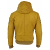 Men's Real Leather Bomber Jacket with Hood-Yellow