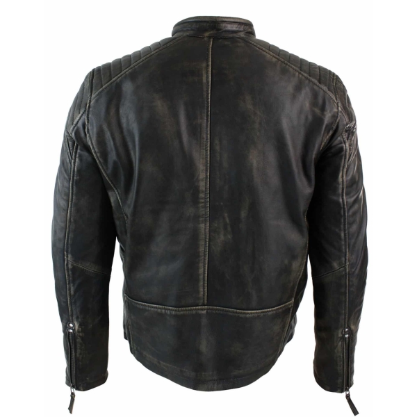 Real Leather Washed Biker Airforce Jacket Distressed Casual Fit Retro Vintage for Men
