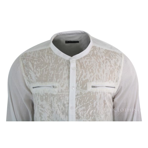 RNT23 4782 - Mens Grandad Nehru Smart Casual Button Shirt Linen Cotton Light Spring Summer