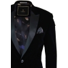 Cavani Rosa - Mens Soft Velvet Black Navy 1 Button Dinner Jacket Tuxedo Blazer Smart Casual Fit-Black