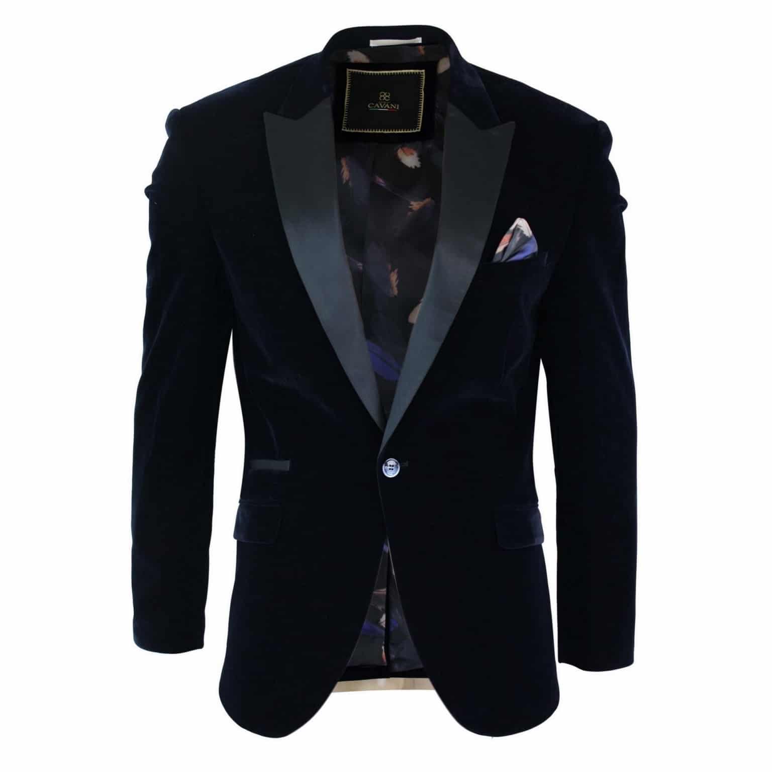 Cavani Rosa - Mens Soft Velvet Black Navy 1 Button Dinner Jacket Tuxedo ...
