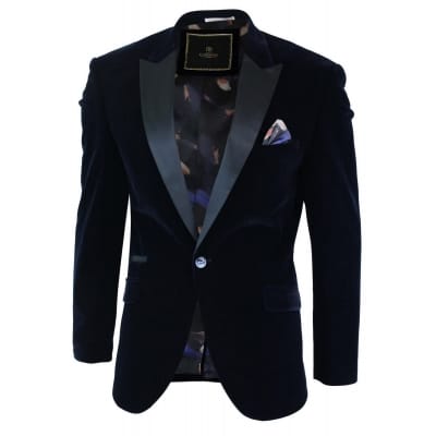 Cavani Rosa - Mens Soft Velvet Black Navy 1 Button Dinner Jacket Tuxedo ...