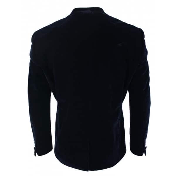 Cavani Rosa - Mens Soft Velvet Black Navy 1 Button Dinner Jacket Tuxedo Blazer Smart Casual Fit-Navy
