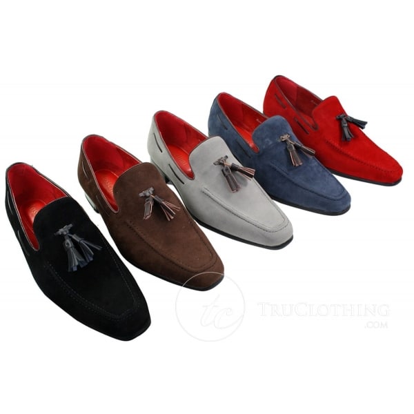 Mens Suede Loafers Driving Shoes Slip On Tassle Design Leather Smart Casual