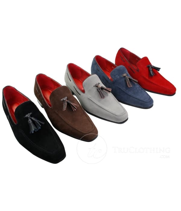 Mens Suede Loafers Driving Shoes Slip On Tassle Design Leather Smart Casual