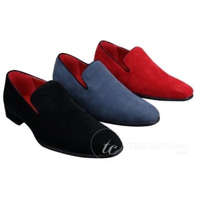 Herren Slip On Wildleder Driving Loafers Schuhe Leder Smart Casual Rot Blau Schwarz
