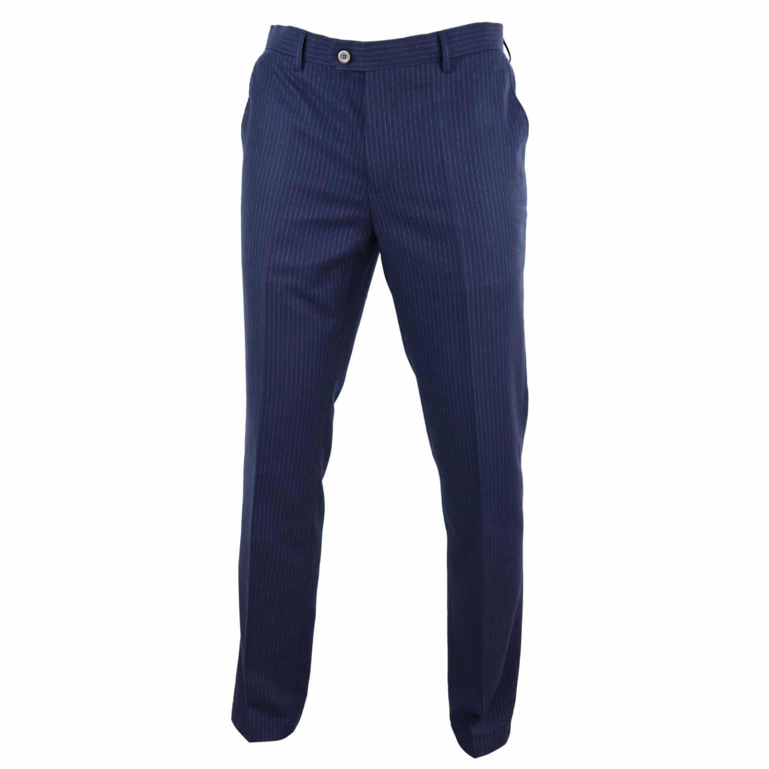 Mens Navy-Blue Pinstripe Trousers - Cavani Rosselli: Buy Online - Happy ...