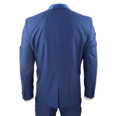 Mens 4 Piece Shawl Lapel Suit - Blue: Buy Online - Happy Gentleman