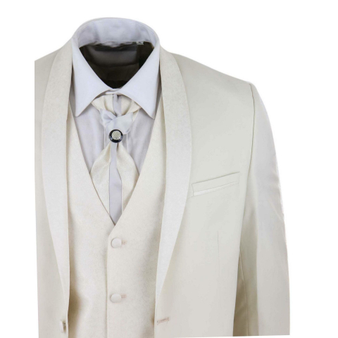 Mens 4 Piece Shawl Lapel Suit - Cream: Buy Online - Happy Gentleman