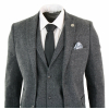Men's Charcoal Grey 3 Piece Tweed Herringbone Suit - STZ11