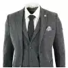Men's Charcoal Grey 3 Piece Tweed Herringbone Suit - STZ11