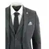 Men's Charcoal Grey 3 Piece Tweed Herringbone Suit - STZ11