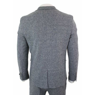 Men's Light Grey 3 Piece Tweed Herringbone Suit - STZ11: Buy Online ...