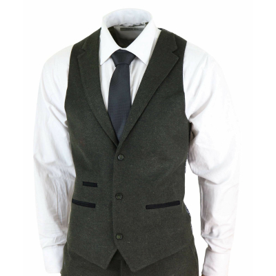 Mens Olive Green Wool Tweed 3 Piece Suit - STZ11: Buy Online - Happy ...