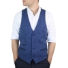 Mens Blue Waistcoat Tweed Herringbone Wool Peaky Blinders Vintage Retro