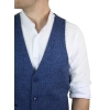 Mens Blue Waistcoat Tweed Herringbone Wool Peaky Blinders Vintage Retro