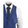 Mens Blue Waistcoat Tweed Herringbone Wool Peaky Blinders Vintage Retro