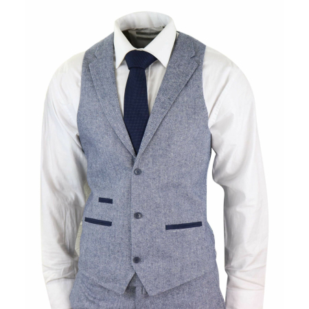 Men's Light Blue Vintage Tweed 3 Piece Suit - STZ13: Buy Online - Happy ...