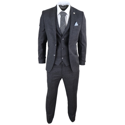 Men's Black Tweed 3 Piece Vintage Suit - STZ14: Buy Online - Happy ...