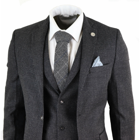 Men's Black Tweed 3 Piece Vintage Suit - STZ14: Buy Online - Happy ...