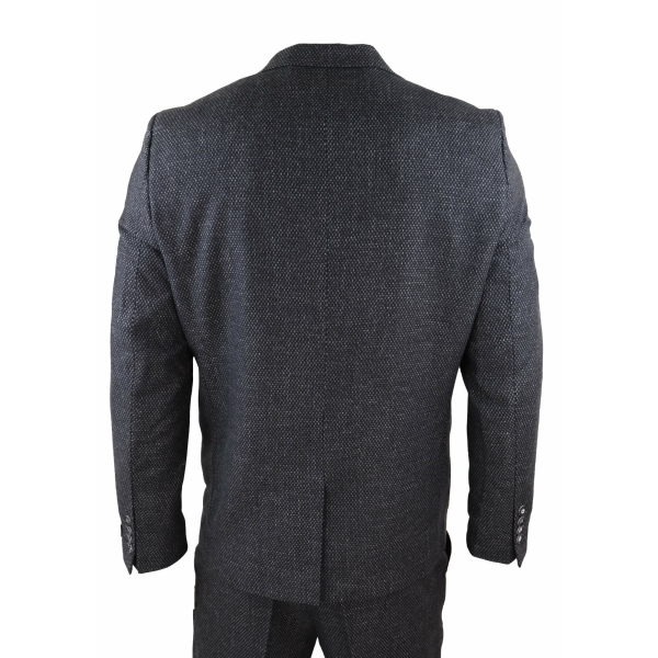 Schwarzer Tweed-Anzug für Herren, 3 Teile, Vintage - STZ14