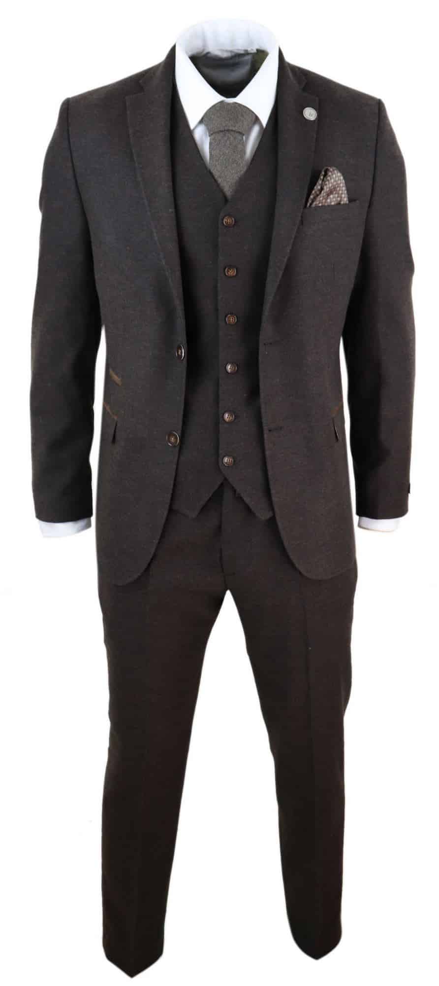 Mens Wool Vintage Brown Suit 