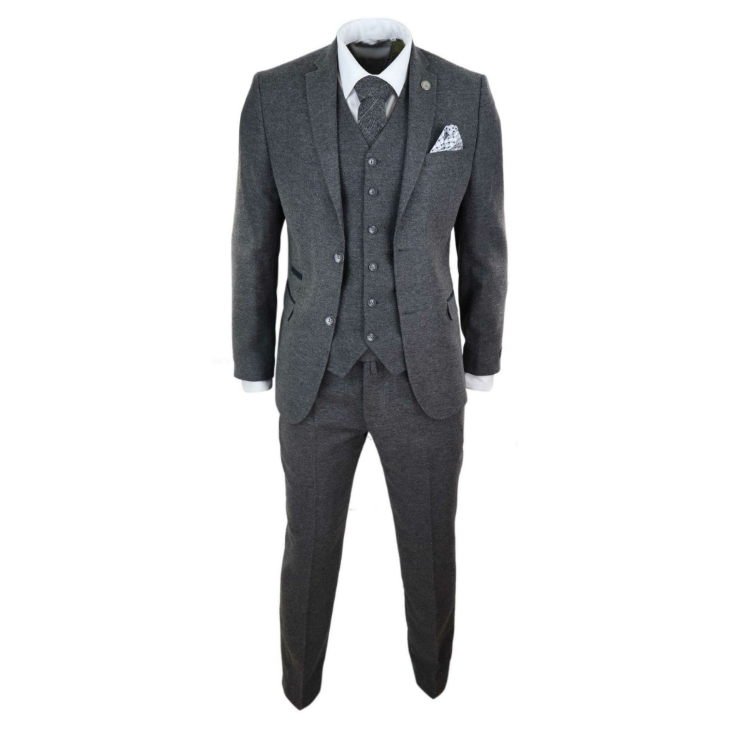 Mens Grey Wool Suit: Buy Online - Happy Gentleman