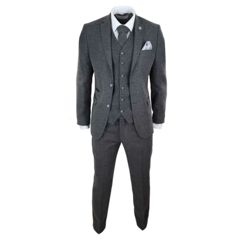 Mens Grey Wool Suit: Buy Online - Happy Gentleman