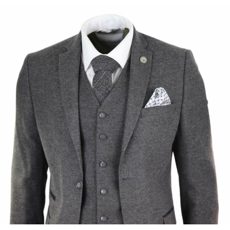 Mens Grey Wool Suit: Buy Online - Happy Gentleman