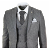 Mens 3 Piece Grey Suit with Double Breasted Waistcoat