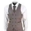 Mens 3 Piece Pinstripe Beige Suit