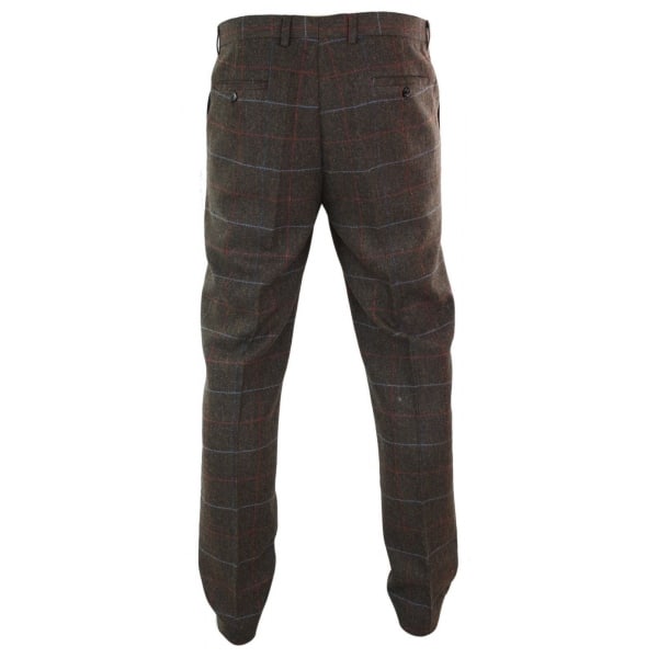 Cavani Tommy - Mens Herringbone Tweed Check Classic Vintage Trousers