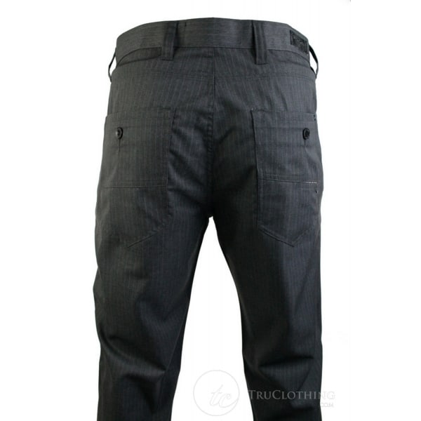 Mens Pin Stripe Straight Cut Trousers Smart Casual Grey Short Reg Long Office Work