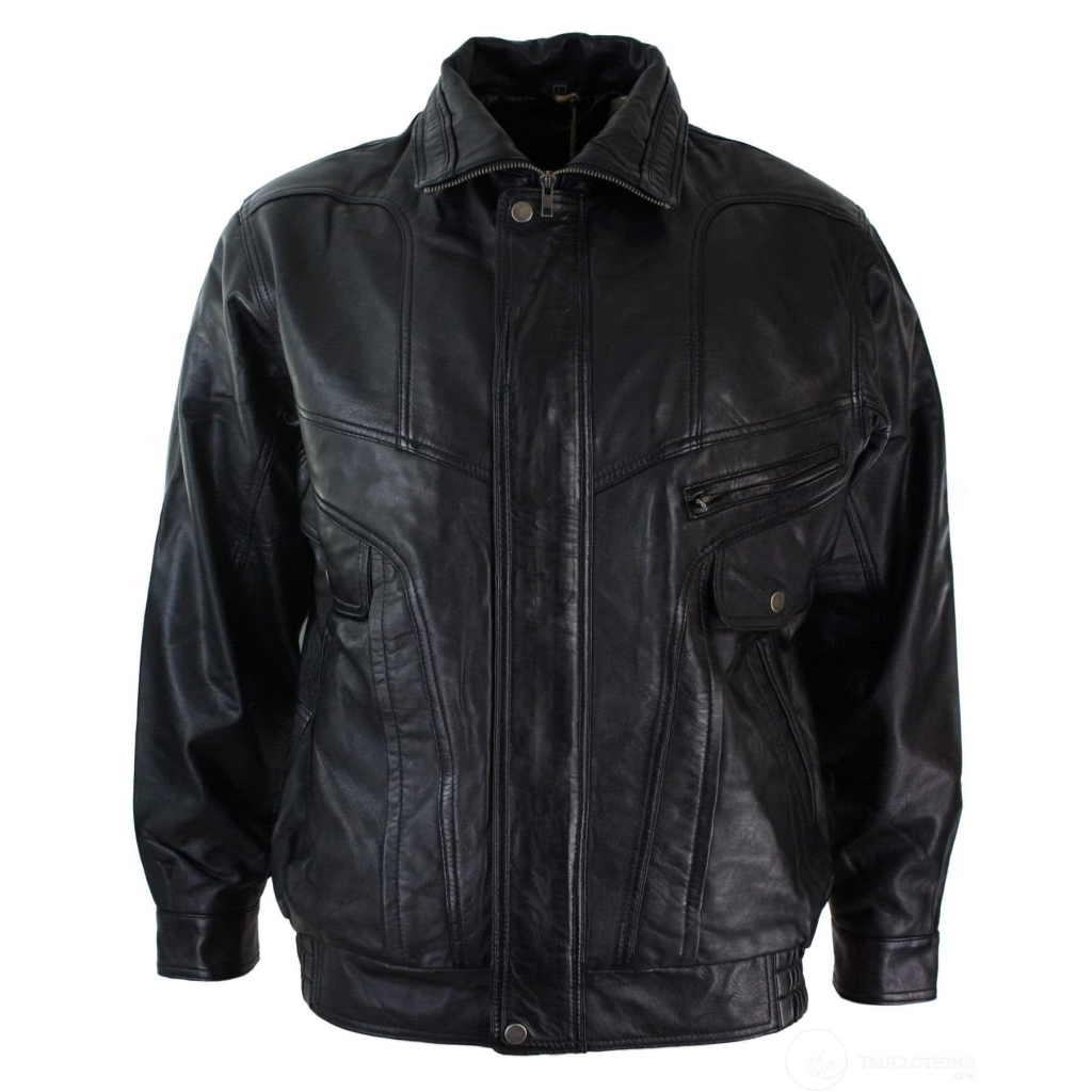 Mens Classic Bomber Black Nubuck Washed Brown Real Leather Jacket-Black ...