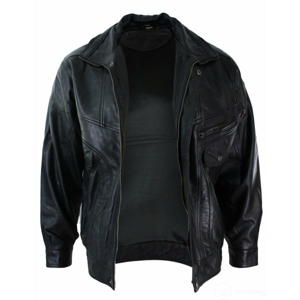 Mens Classic Bomber Black Nubuck Washed Brown Real Leather Jacket-Black