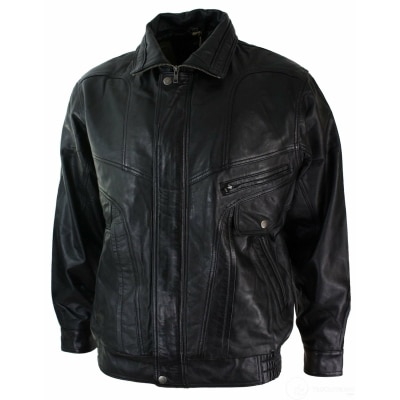 Mens Classic Bomber Black Nubuck Washed Brown Real Leather Jacket-Black ...