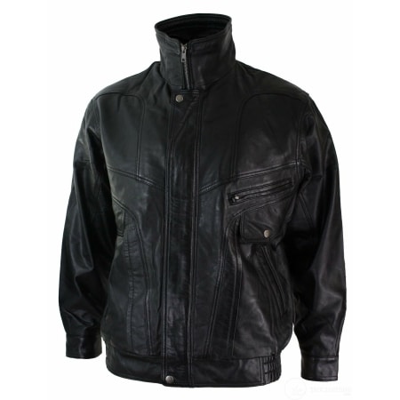 Mens Classic Bomber Black Nubuck Washed Brown Real Leather Jacket-Black ...