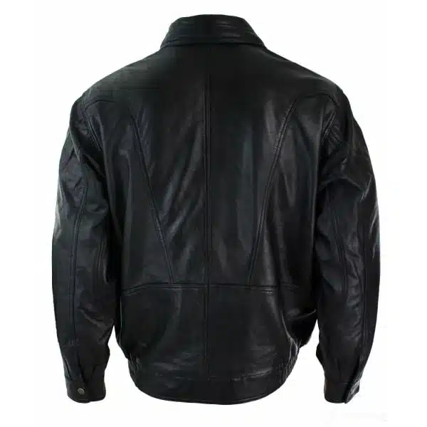 Mens Classic Bomber Black Nubuck Washed Brown Real Leather Jacket-Black