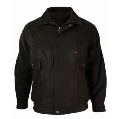 Mens Classic Bomber Black Nubuck Washed Brown Real Leather Jacket-Brown ...