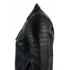Real Leather Slim Fit Cross Zip Retro Vintage Brando Mens Jacket Vintage Biker-Black