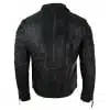 Real Leather Slim Fit Mens Cross Zip Retro Vintage Brando Jacket Vintage Biker-Ruboff Black